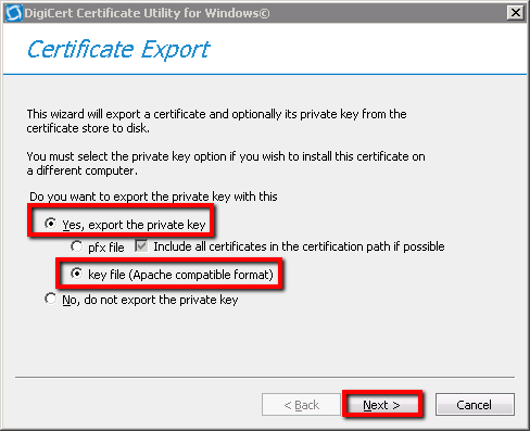Export Certificate
